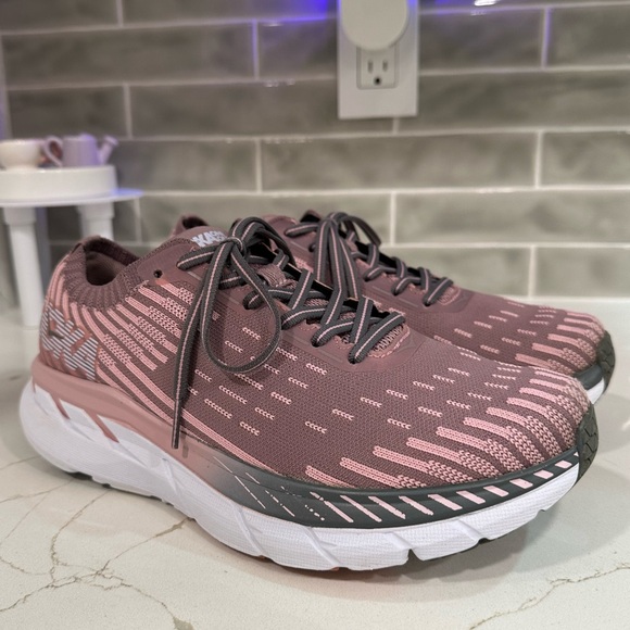Hoka Clifton 5 Knit. Women’s 8 M. Color Cameo/ Pink Toadstool - Picture 1 of 12